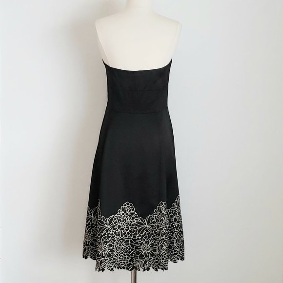 WHBM Satin & Floral Embroidered Strapless Dress - Picture 2 of 6